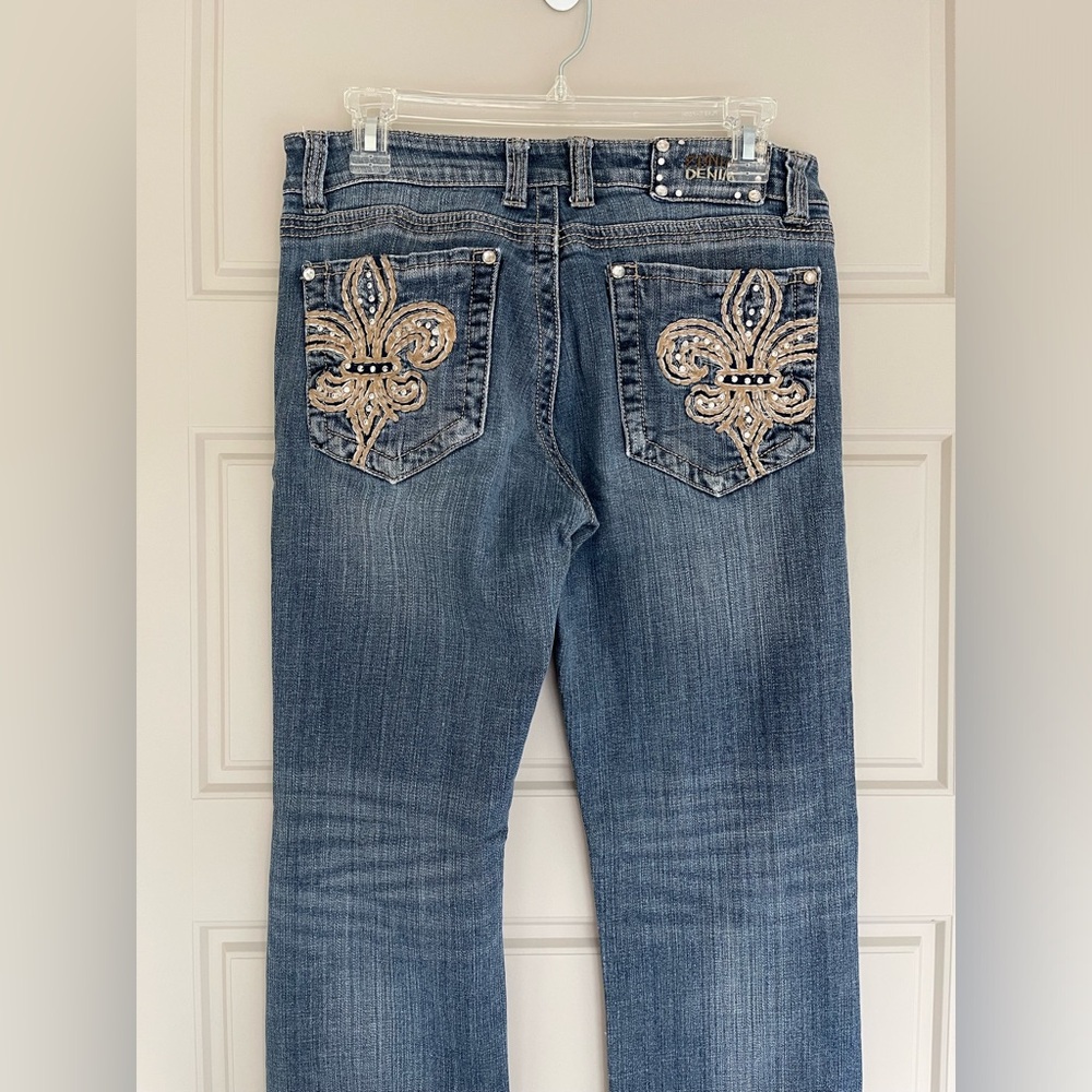 Y2K Fluer De Lis Rhinestone Jeans